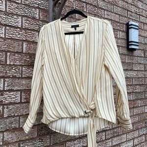 Rag & Bone Felix Striped Silk Tie-Front Popover Top